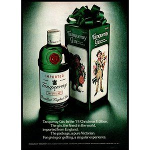 1974 Tanqueray English Dry Gin Vintage Print Ad Victorian Christmas Box Wall Art